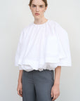 POPLIN BALLOON BLOUSE WITH HEM STRING