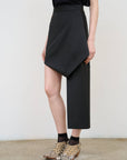 Asymmetric Wool-Blend Mini Skirt in Black 2