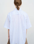 ASYMMETRIC HEM STRIPED COTTON POPLIN SHIRT