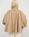 BEIGE CAPE OVERLAY BOMBER JACKET 1