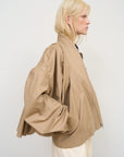 BEIGE CAPE OVERLAY BOMBER JACKET 2