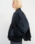 BLACK CAPE OVERLAY BOMBER JACKET