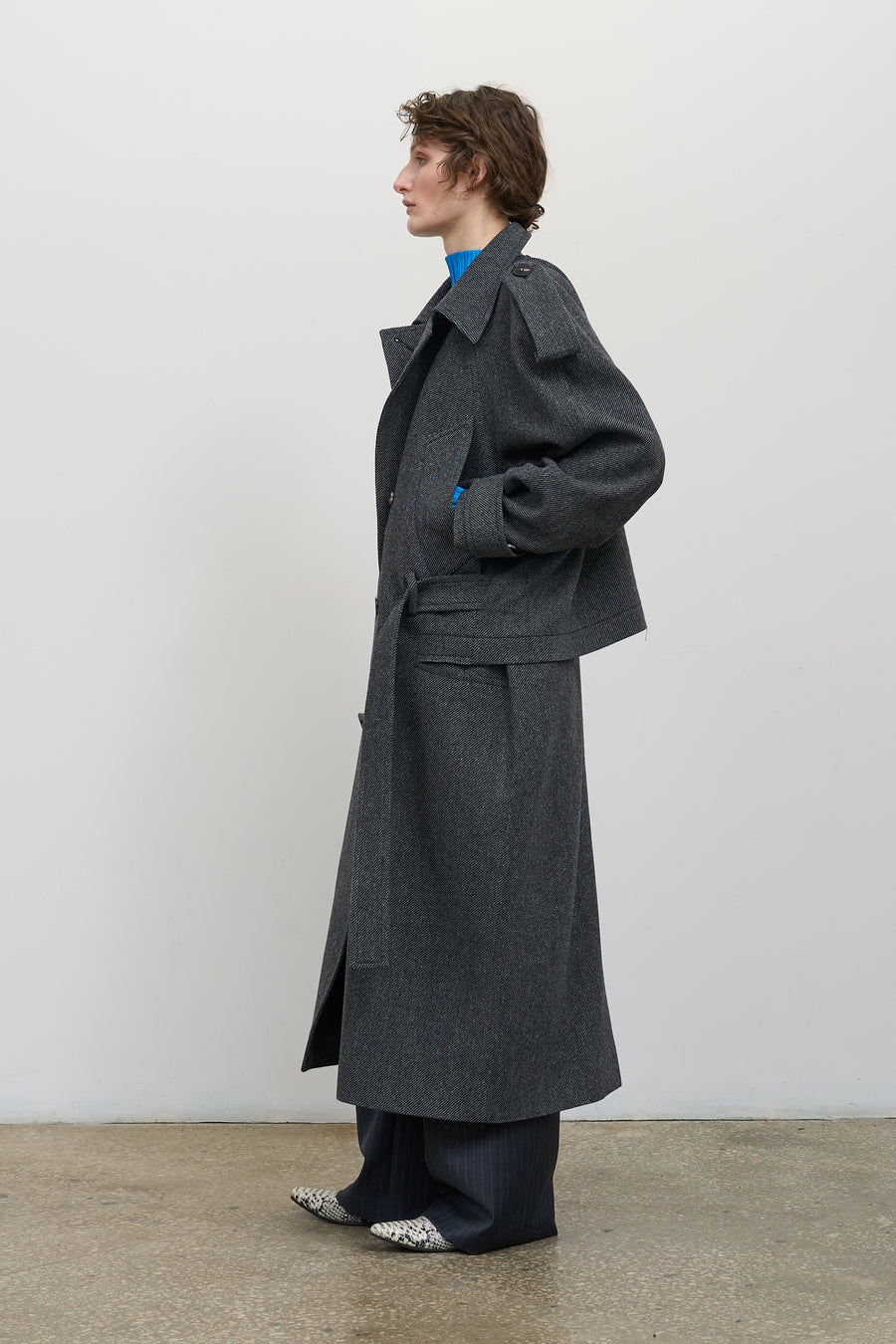 BELTED WOOL-BLEND COAT WITH CAPELET DETAIL 1