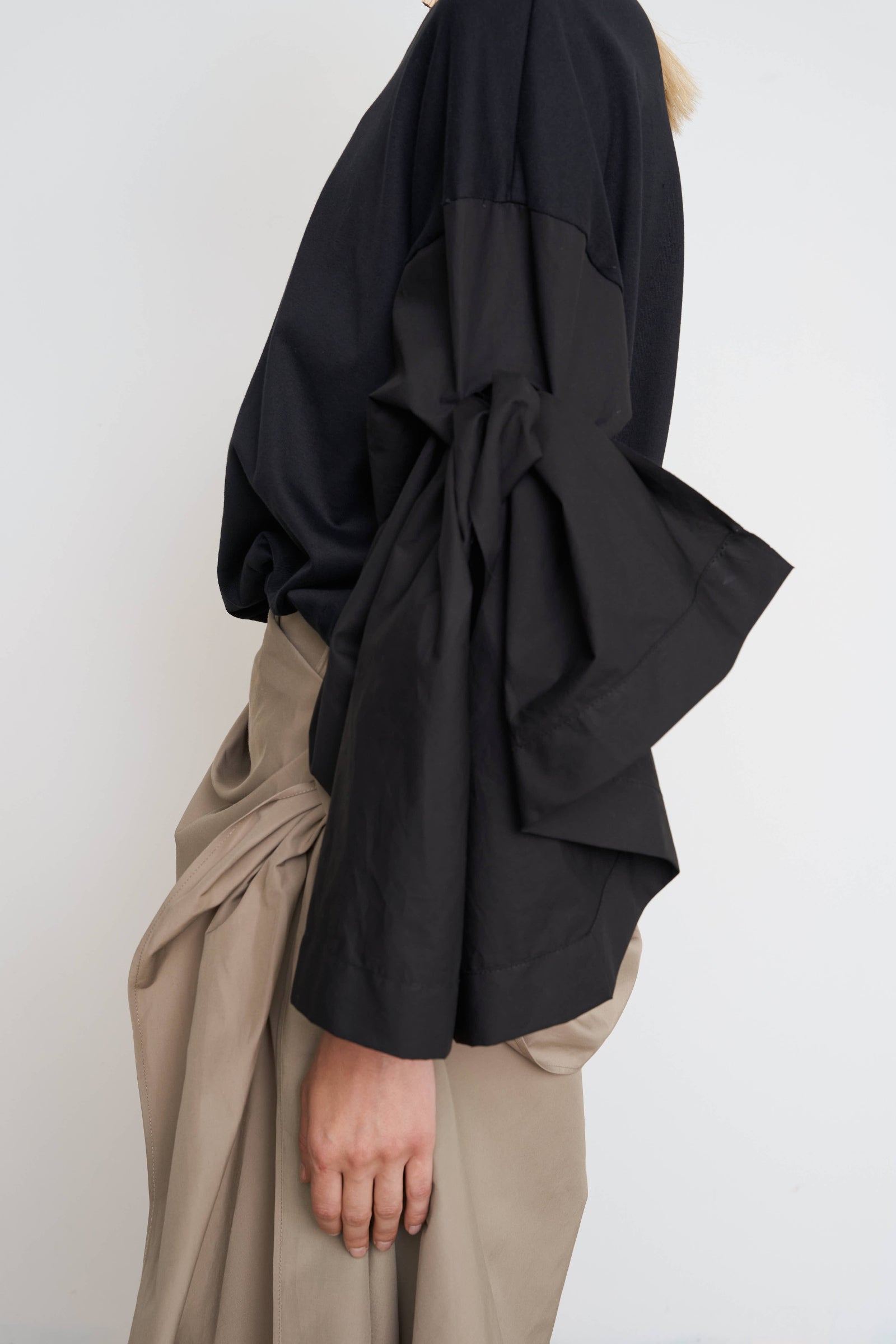 Black Puff Sleeve Blouse – LITKOVSKA Sculptural 100% Cotton Shirt