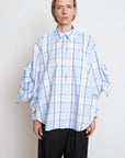 CHECKERED PUFF SLEEVE  BLOUSE
