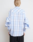 CHECKERED PUFF SLEEVE  BLOUSE