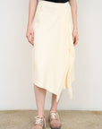 CREAM MIDI TAPERED SKIRT WITH FRINGE DETAIL