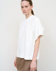 Capelet Overlay Cotton T-Shirt in White