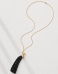 SPIRIT GOLD-PLATED PENDANT WITH BLACK LEATHER-FRINGED TAIL