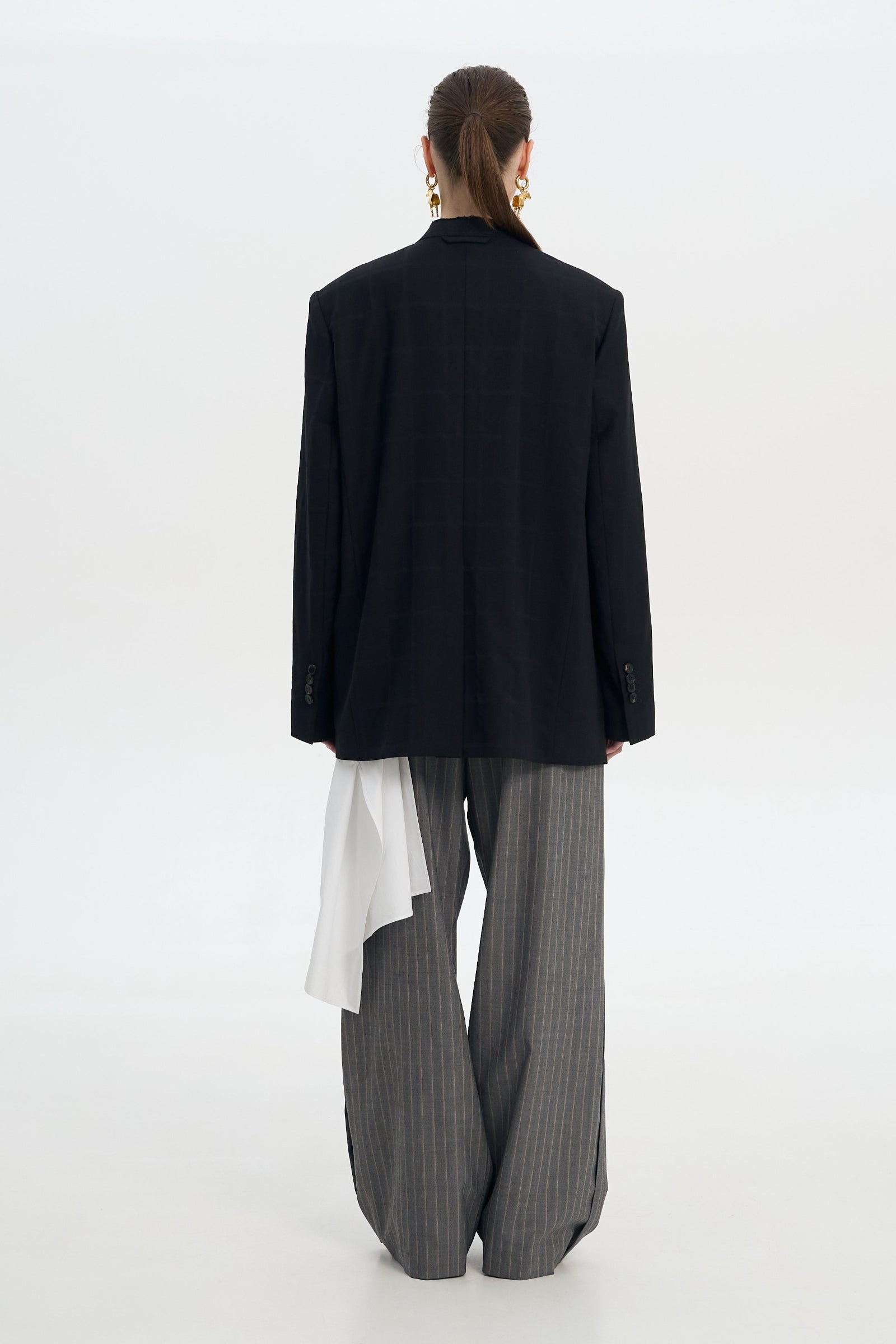 Collarless Jacket With Scarf Detail 2