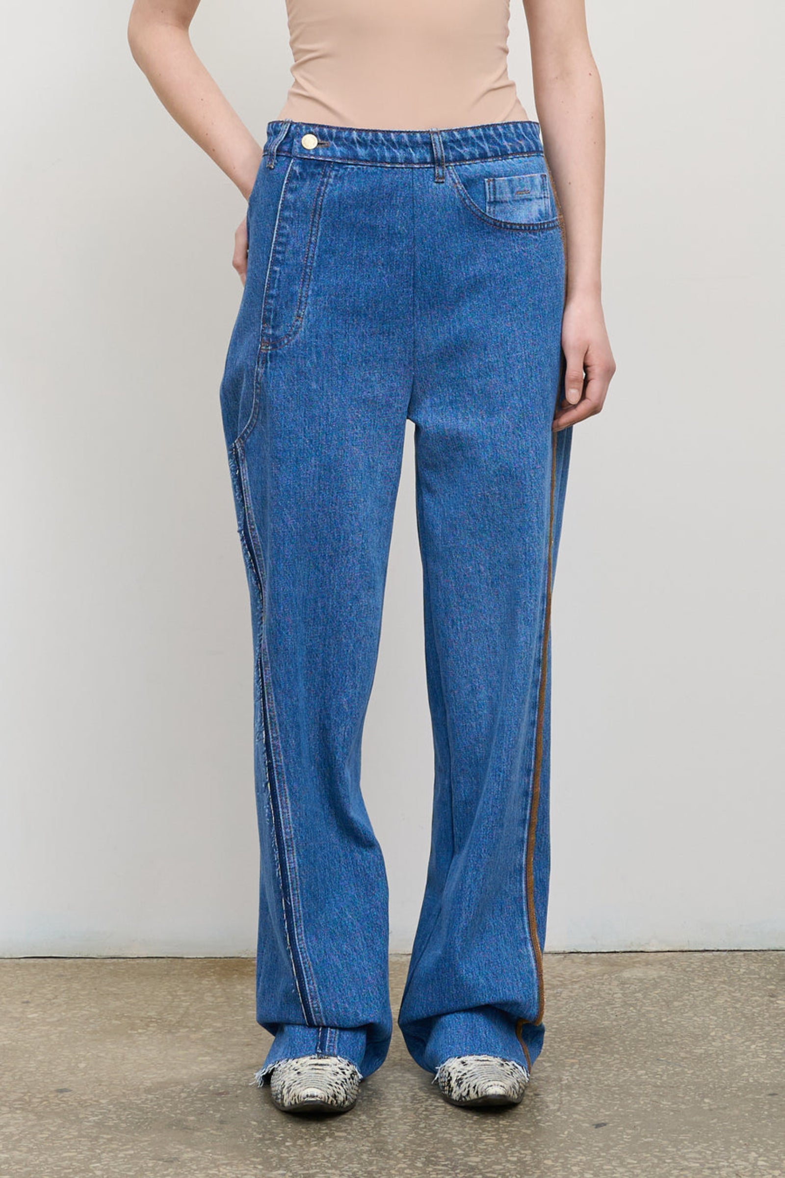 パンツ jentlouis Resin Coated Zip Line Denim Jent Louis