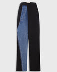 DECONSTRUCTED OFFSET-ZIP PANTS WITH DENIM PANEL 2