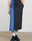 DECONSTRUCTED OFFSET-ZIP SKIRT WITH DENIM PANEL 4