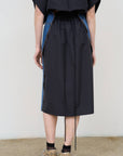 DENIM-WOOL BLEND MIDI SKIRT