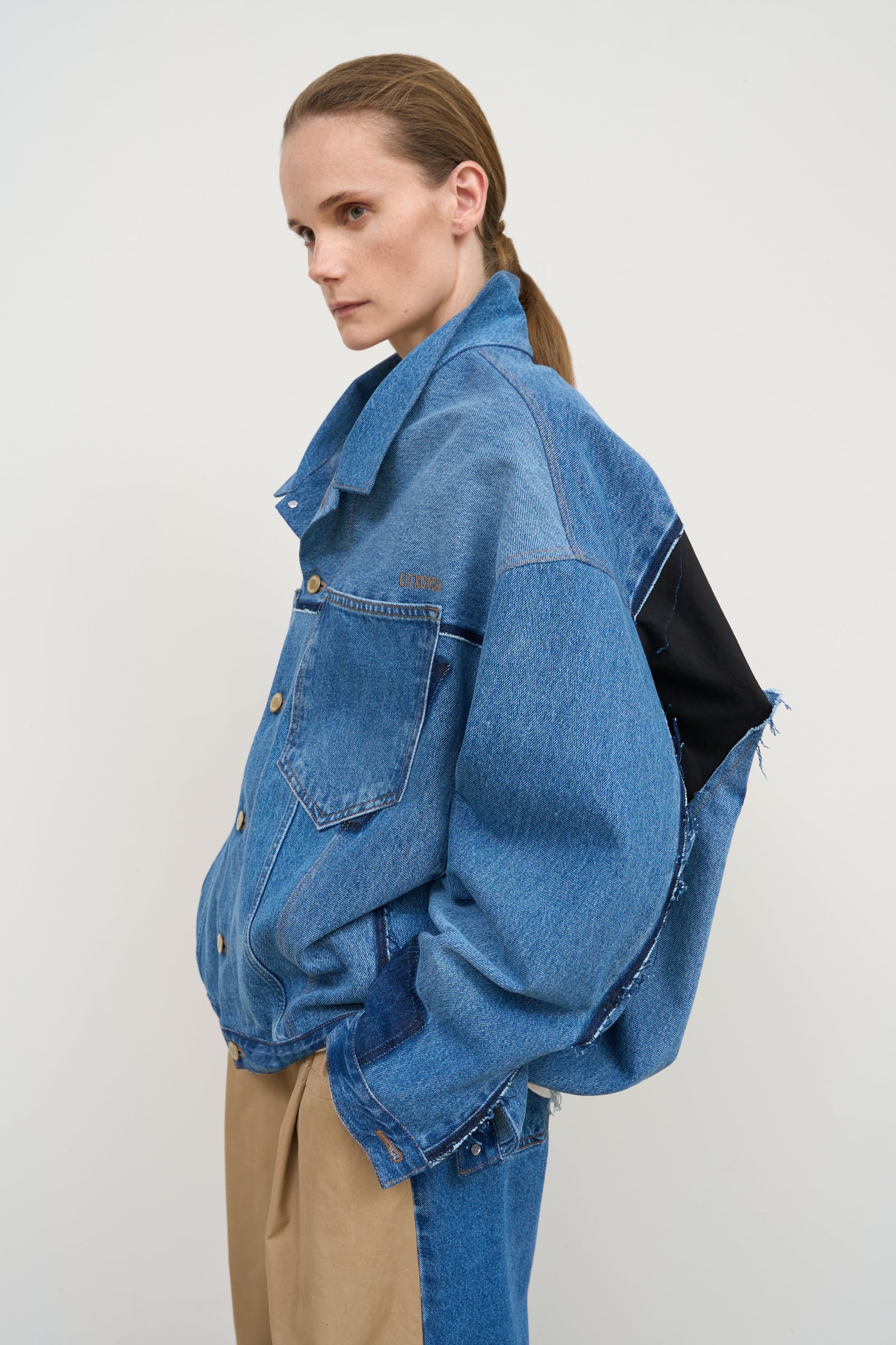 Denim Jacket with Contrasting Cotton Back Panel – LITKOVSKA