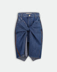 FRONT-TWIST MIDI DENIM SKIRT