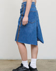 FRONT-TWIST MIDI DENIM SKIRT