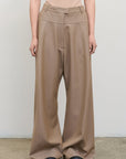 High-Rise Wool Wide-Leg Pants Biege