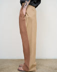 LINEN TWILL FRONT AND COTTON BACK PANTS