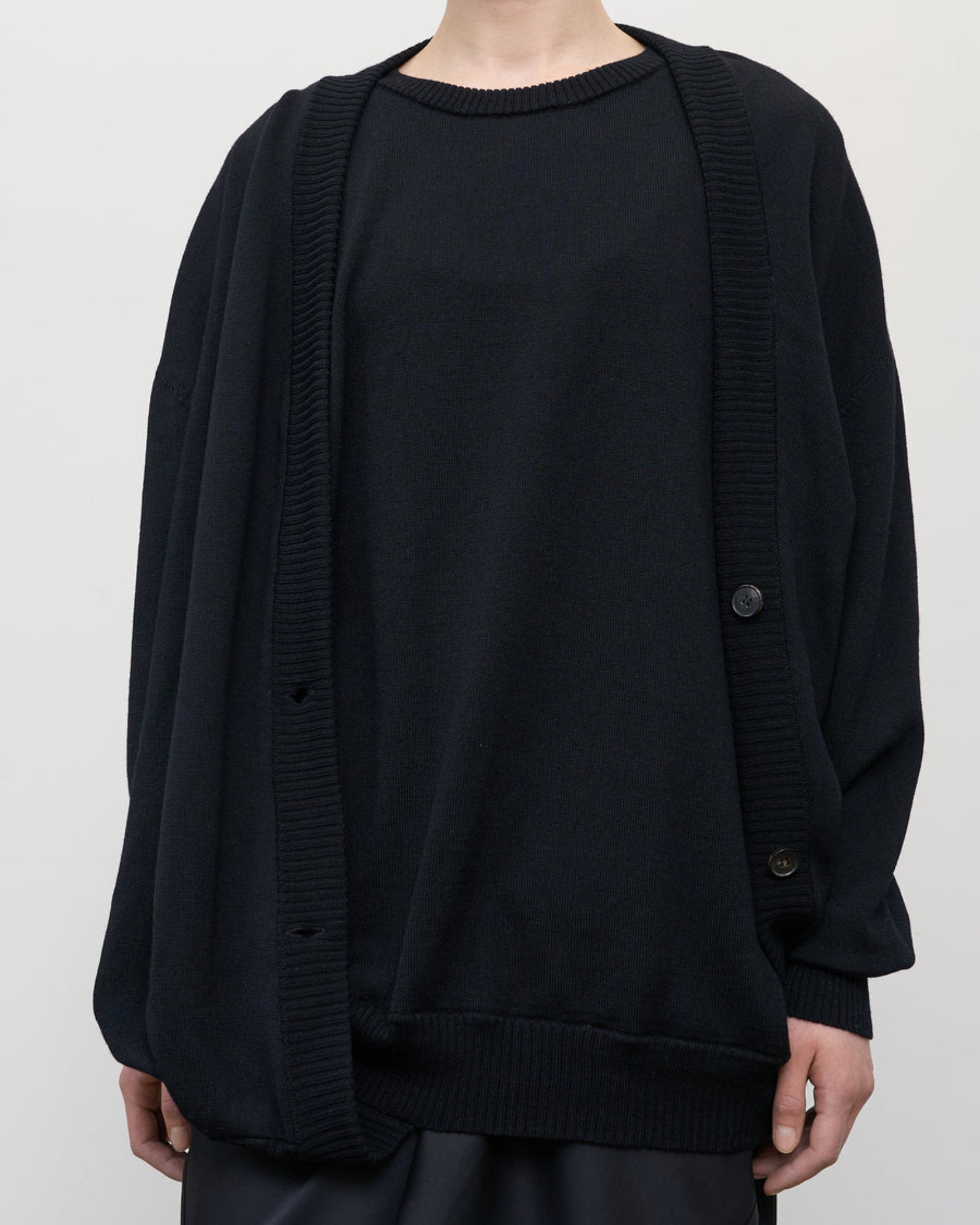 louren layered knit cardigan ブラック Layered Knit Cardigan – LITKOVSKA 100% Virgin Wool Cardigan