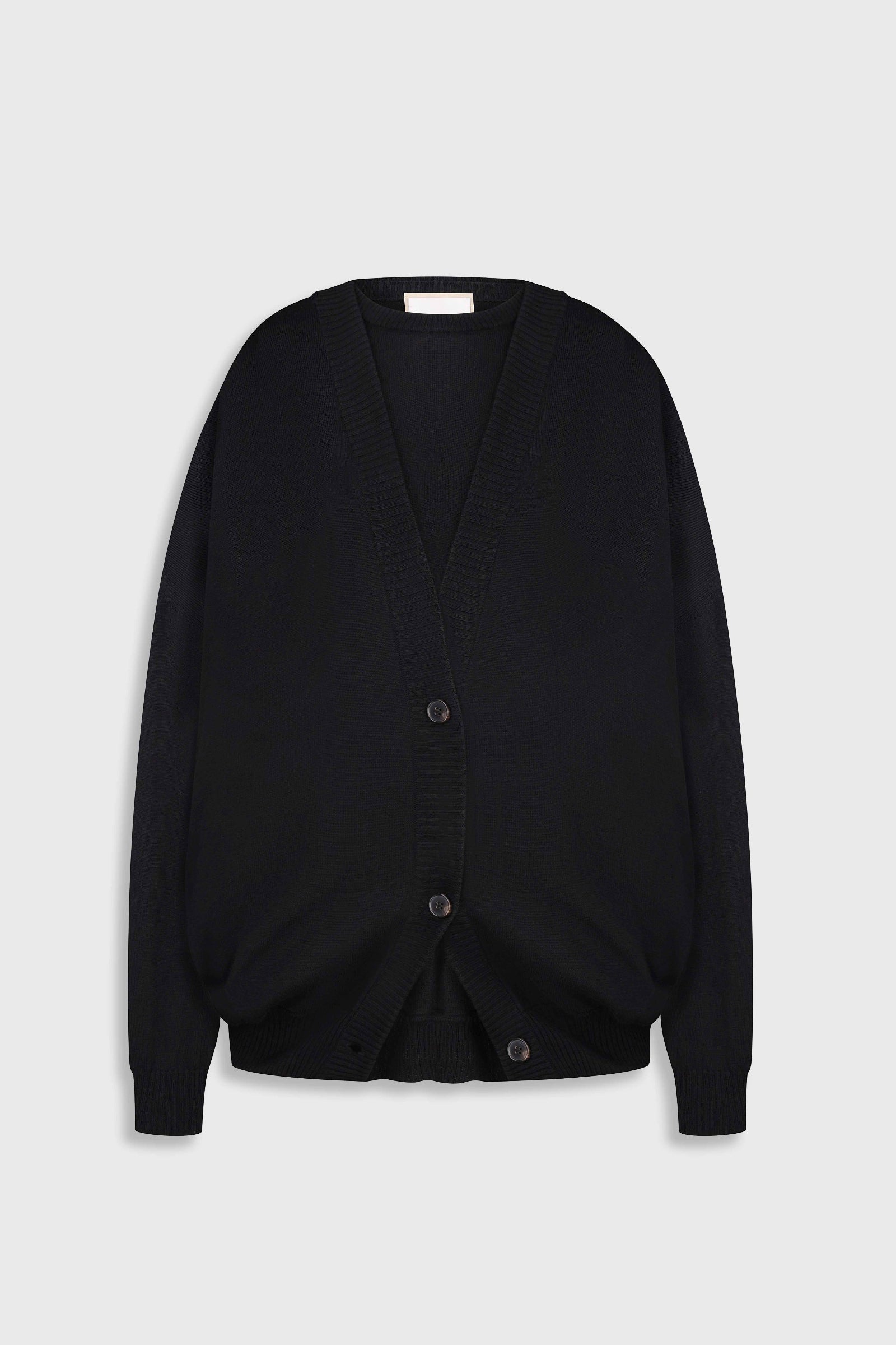 louren layered knit cardigan ブラック Layered Knit Cardigan – LITKOVSKA 100% Virgin Wool Cardigan