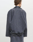 LEATHER PANELED DENIM JACKET