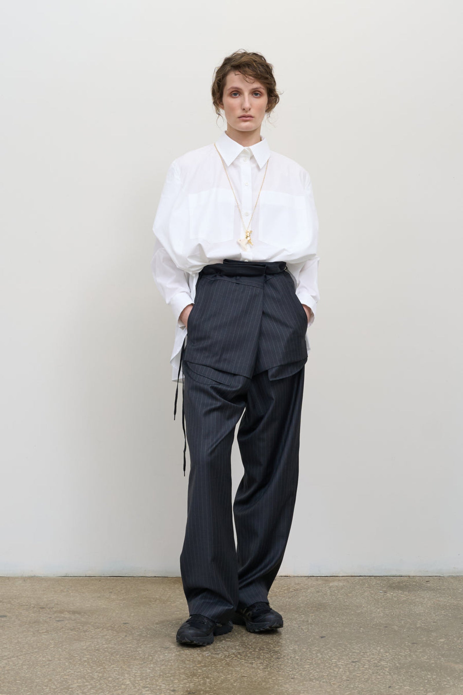 LILI Pants with Skirt Detail – LITKOVSKA Tailored Wool Trousers