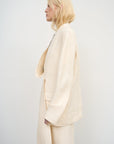 Linen Blend Jacket with Knee-Length Scarf and Fringe Detail 2