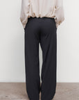 PINSTRIPED DECONSTRUCTED OFFSET-ZIP PANTS