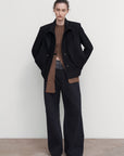 DRAPED WOOL PEACOAT