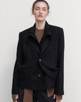 DRAPED WOOL PEACOAT