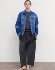 DENIM JACKET WITH DRAPED SIDES