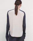 TEE WITH RIBBED-KNIT SLEEVES