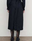 PLEAT-OVERLAY MIDI SKIRT