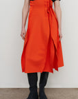 RUFFLED BIFLEX MIDI SKIRT