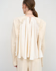 Loose-Fitted Beige Blouse with Structured Jacket Sleeves 3
