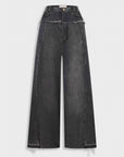 GREY MID-RISE WIDE-LEG JEANS 4