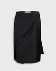 Midi Pencil Skirt With Skirt Overlay Black