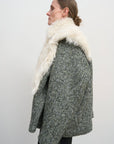 SHEARLING-TRIMMED WOOL BOMBER
