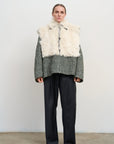 SHEARLING-TRIMMED WOOL BOMBER