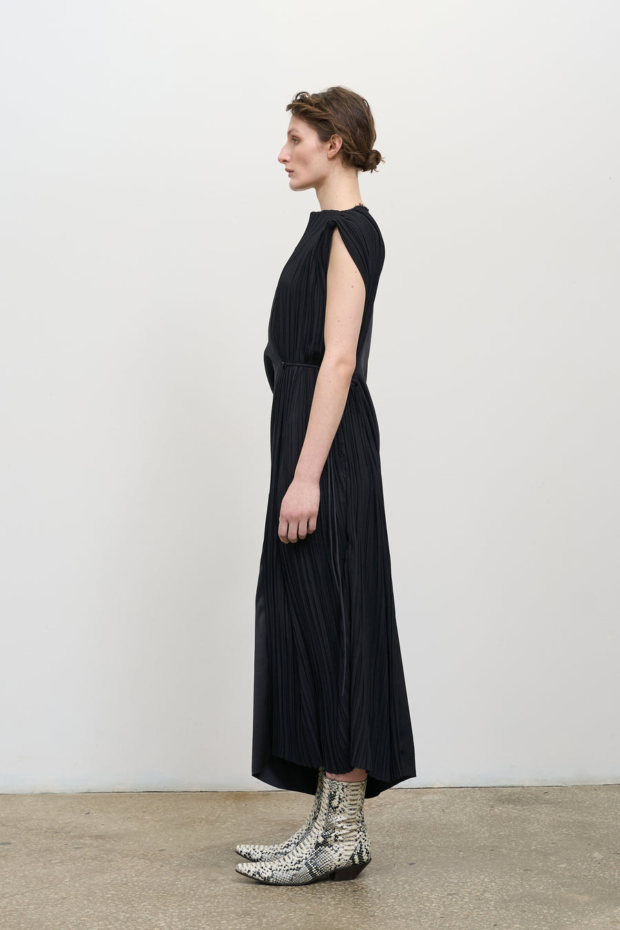 Black Asymmetric Maxi Dress LITKOVSKA Sleeveless Eveningwear Black Asymmetric Maxi Dress LITKOVSKA Sleeveless Eveningwear