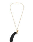Spirit Gold-Plated Pendant with Black Leather-Fringed Tail