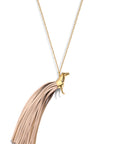 Spirit Gold-Plated Pendant with Ivory Leather-Fringed Tail
