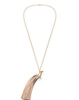 Spirit Gold-Plated Pendant with Ivory Leather-Fringed Tail
