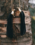 Spirit Gold-Plated Pendant with Black Leather-Fringed Tail
