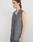 PINSTRIPED VEST WITH CHIFFON BACK