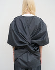 VISCOSE BLEND BLOUSE WITH A TWISTED BACK
