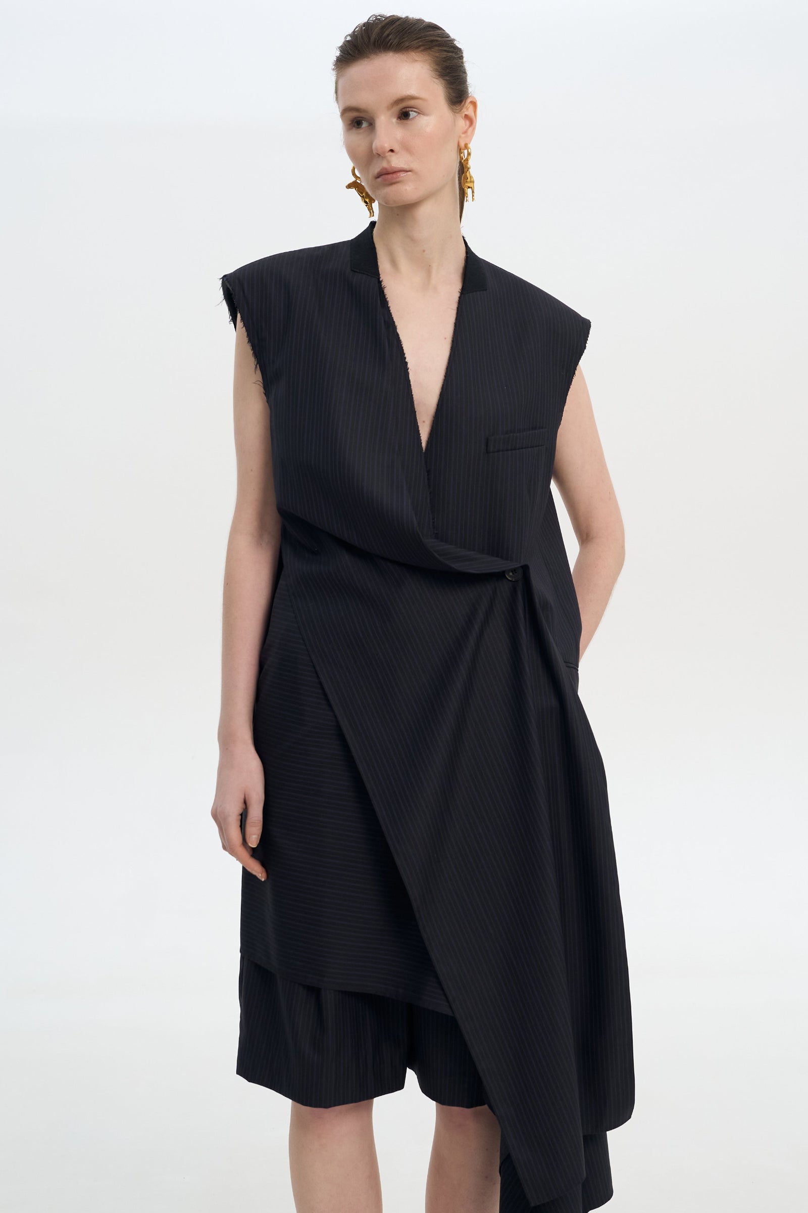 Vest With Knee Length Scarf Detail 1