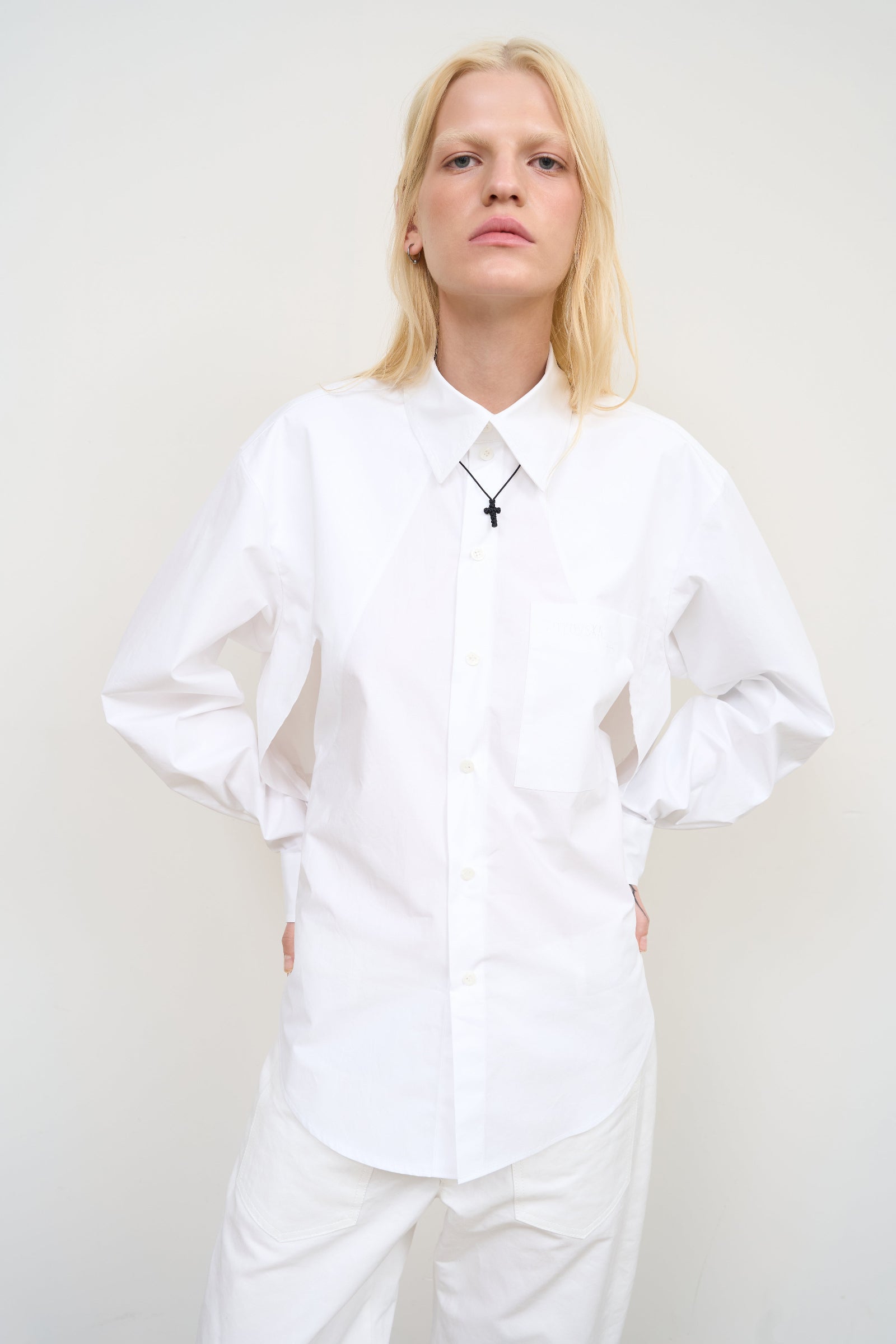 WAIST- CUTOUT COTTON SHIRT
