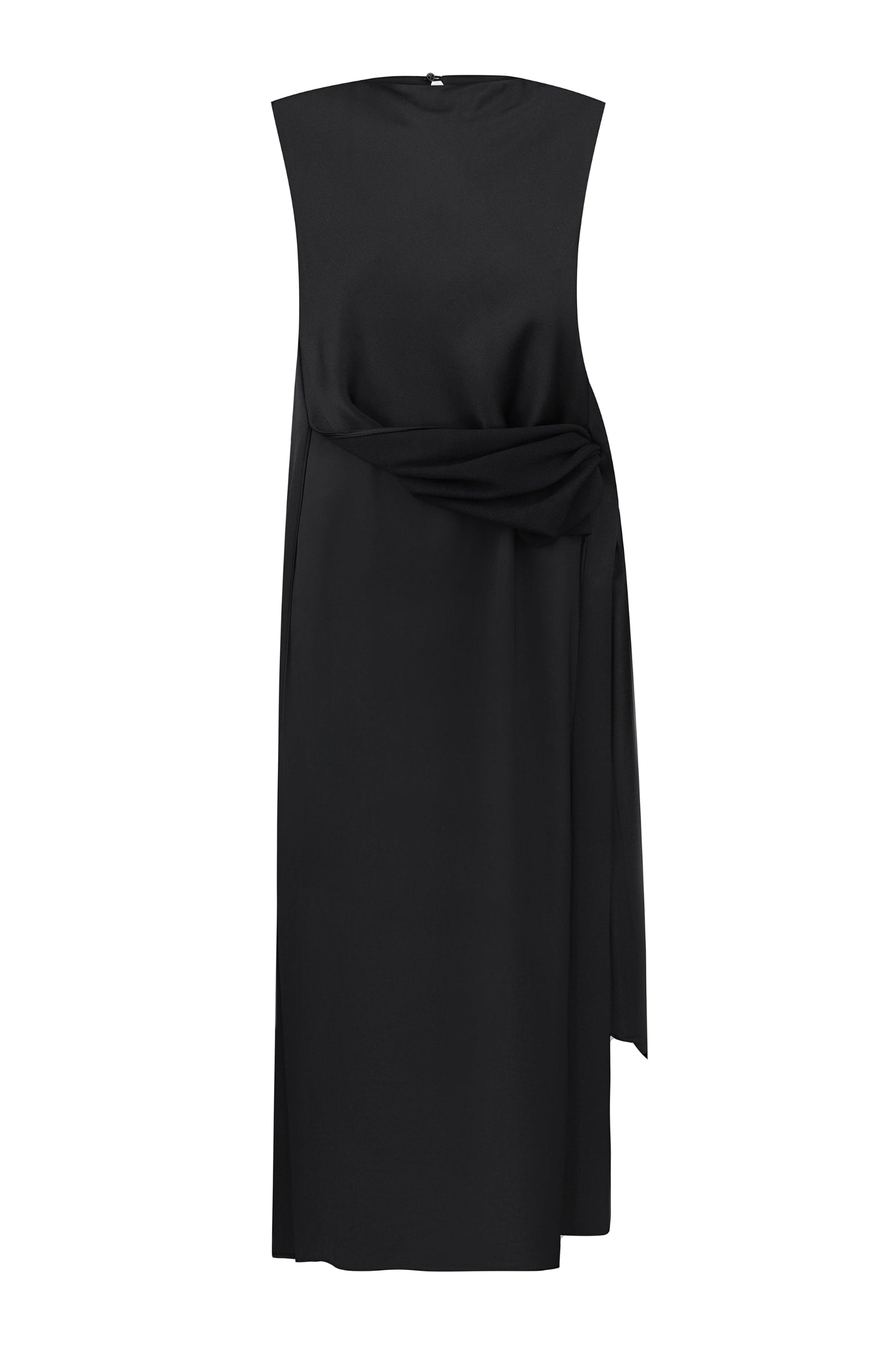 WAIST TWISTED SATIN DRESS BLACK 7